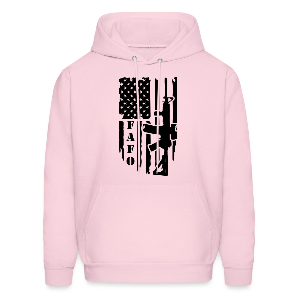 FAFO Hoodie with AR15 & American Flag - pale pink