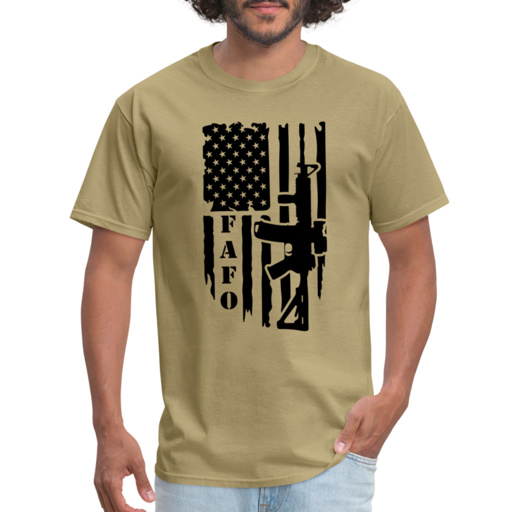 FAFO T-Shirt with AR15 & American Flag - khaki