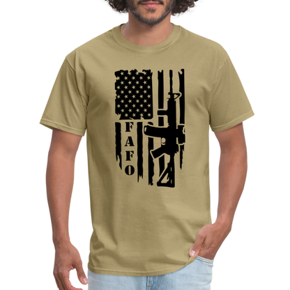 FAFO T-Shirt with AR15 & American Flag - khaki