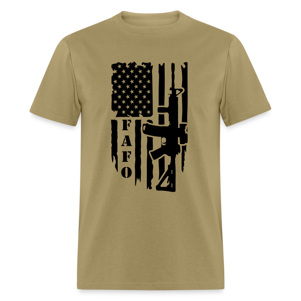 FAFO T-Shirt with AR15 & American Flag - khaki