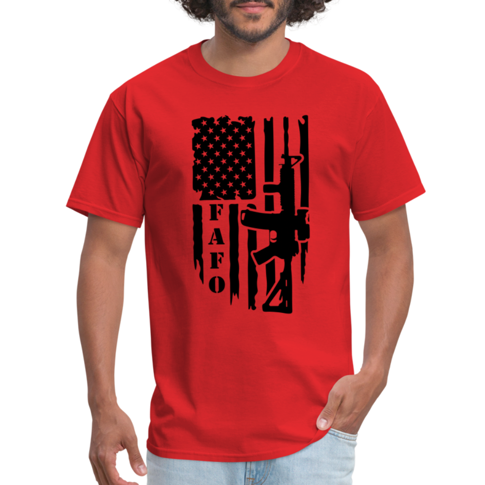 FAFO T-Shirt with AR15 & American Flag - red