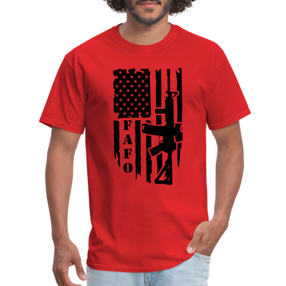 FAFO T-Shirt with AR15 & American Flag - red