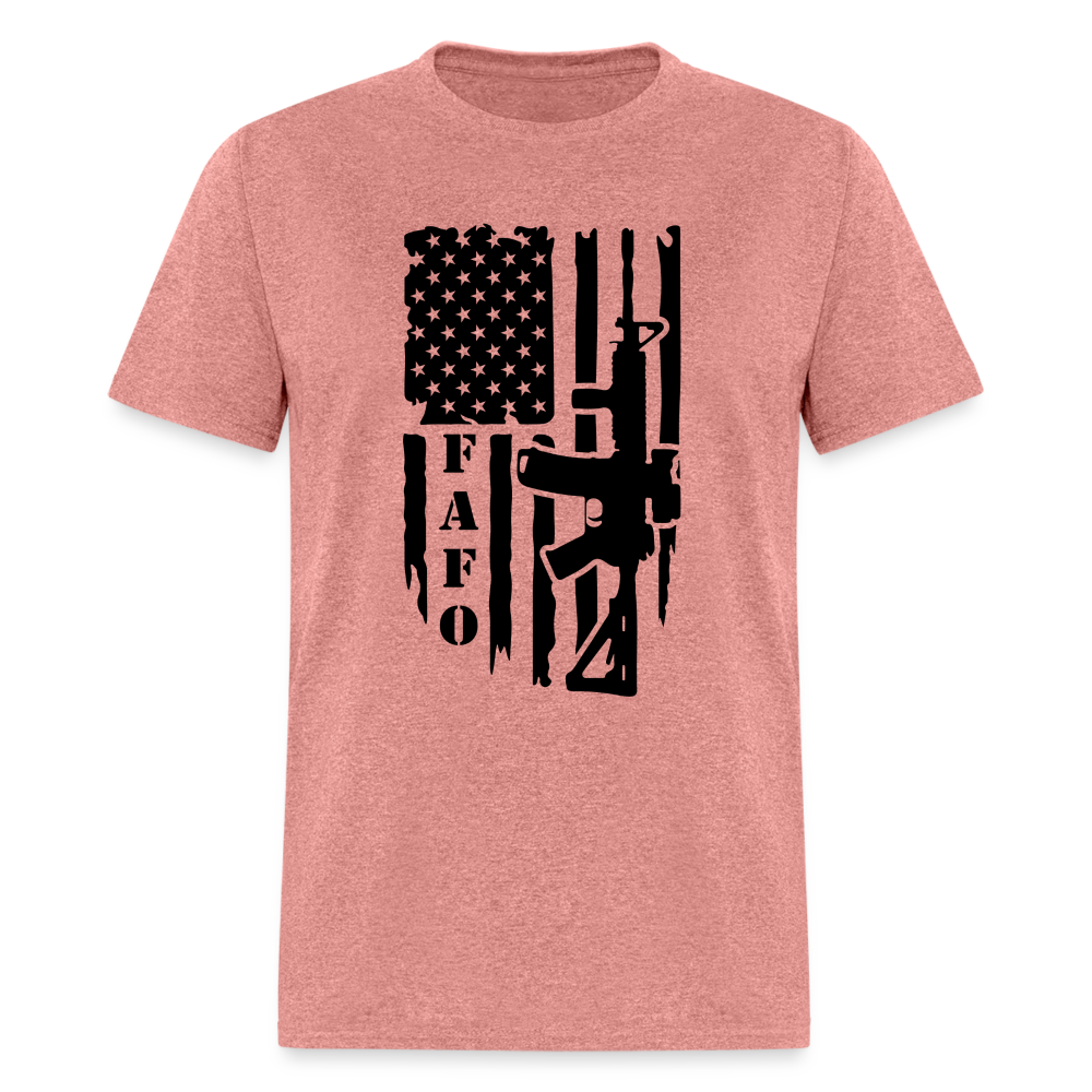 FAFO T-Shirt with AR15 & American Flag - heather mauve