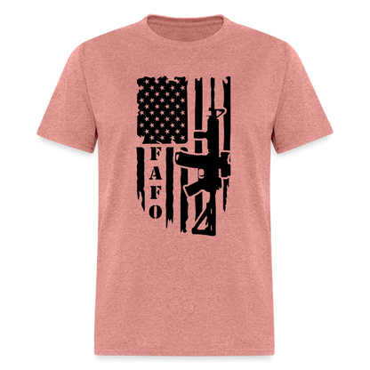 FAFO T-Shirt with AR15 & American Flag - heather mauve