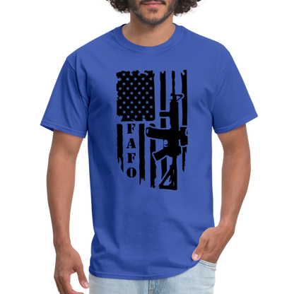 FAFO T-Shirt with AR15 & American Flag - royal blue