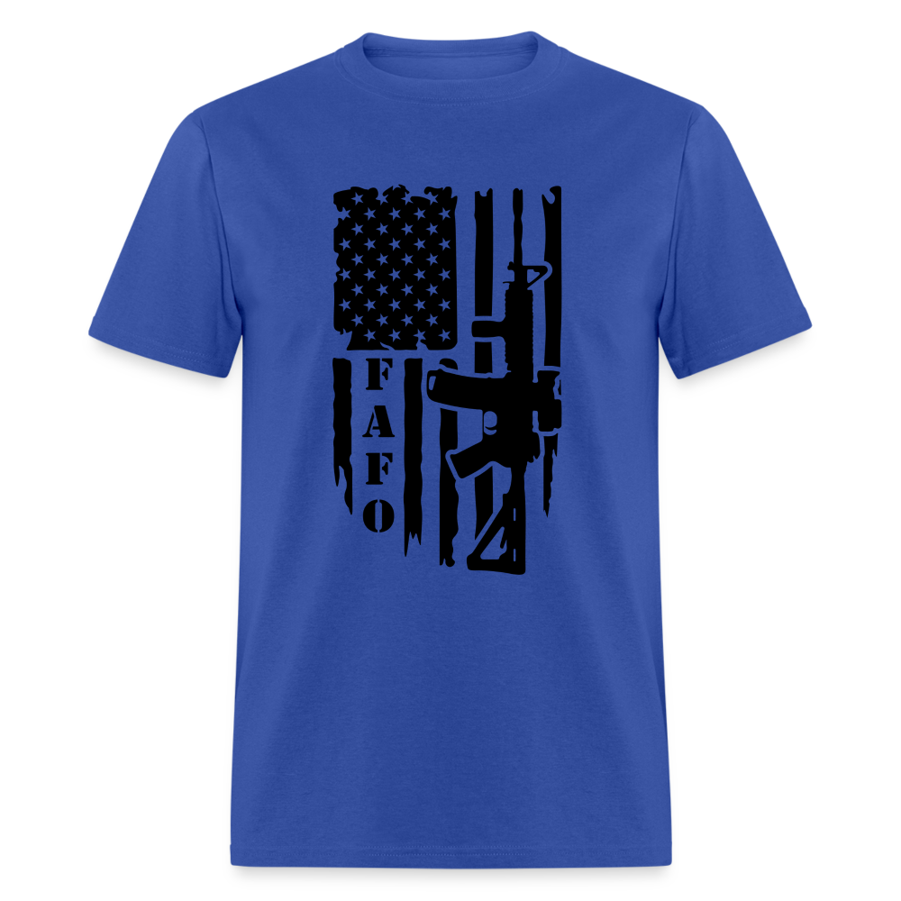 FAFO T-Shirt with AR15 & American Flag - royal blue