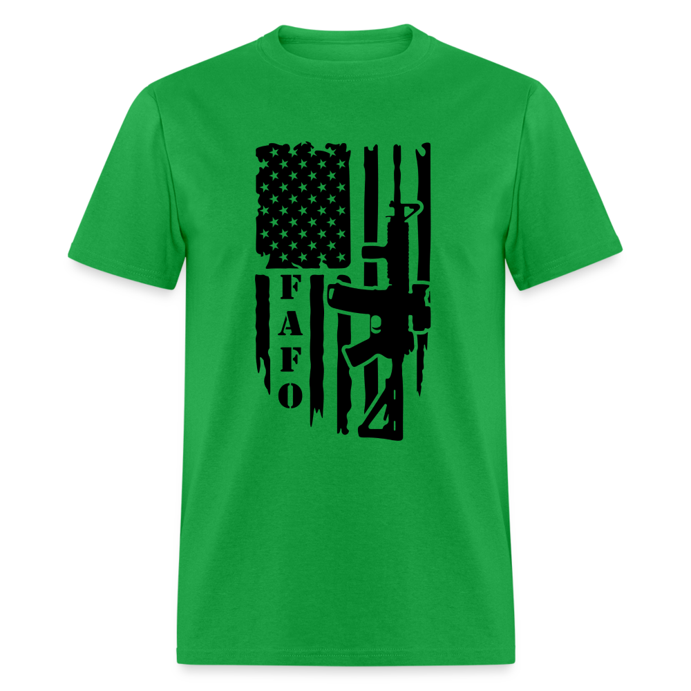 FAFO T-Shirt with AR15 & American Flag - bright green