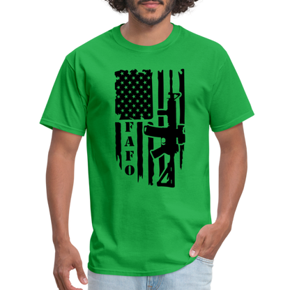 FAFO T-Shirt with AR15 & American Flag - bright green