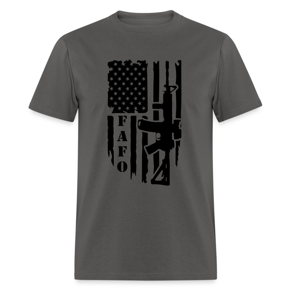 FAFO T-Shirt with AR15 & American Flag - charcoal