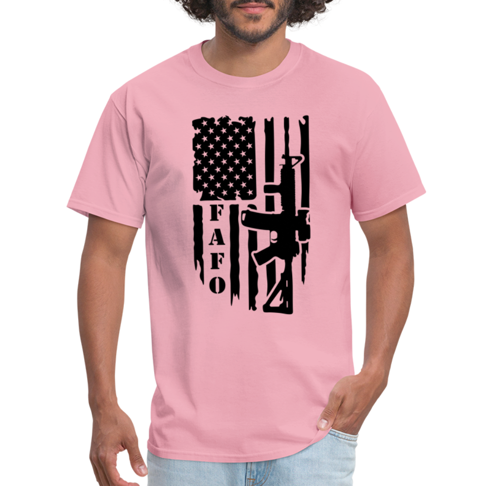 FAFO T-Shirt with AR15 & American Flag - pink