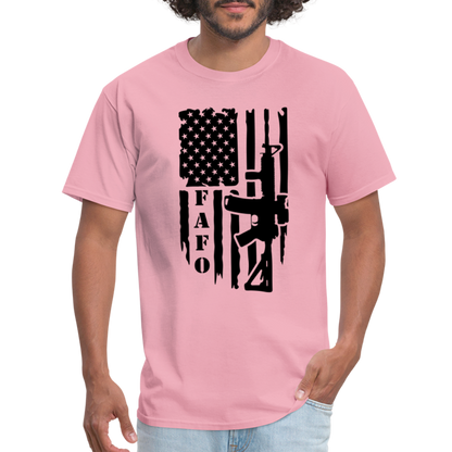 FAFO T-Shirt with AR15 & American Flag - pink