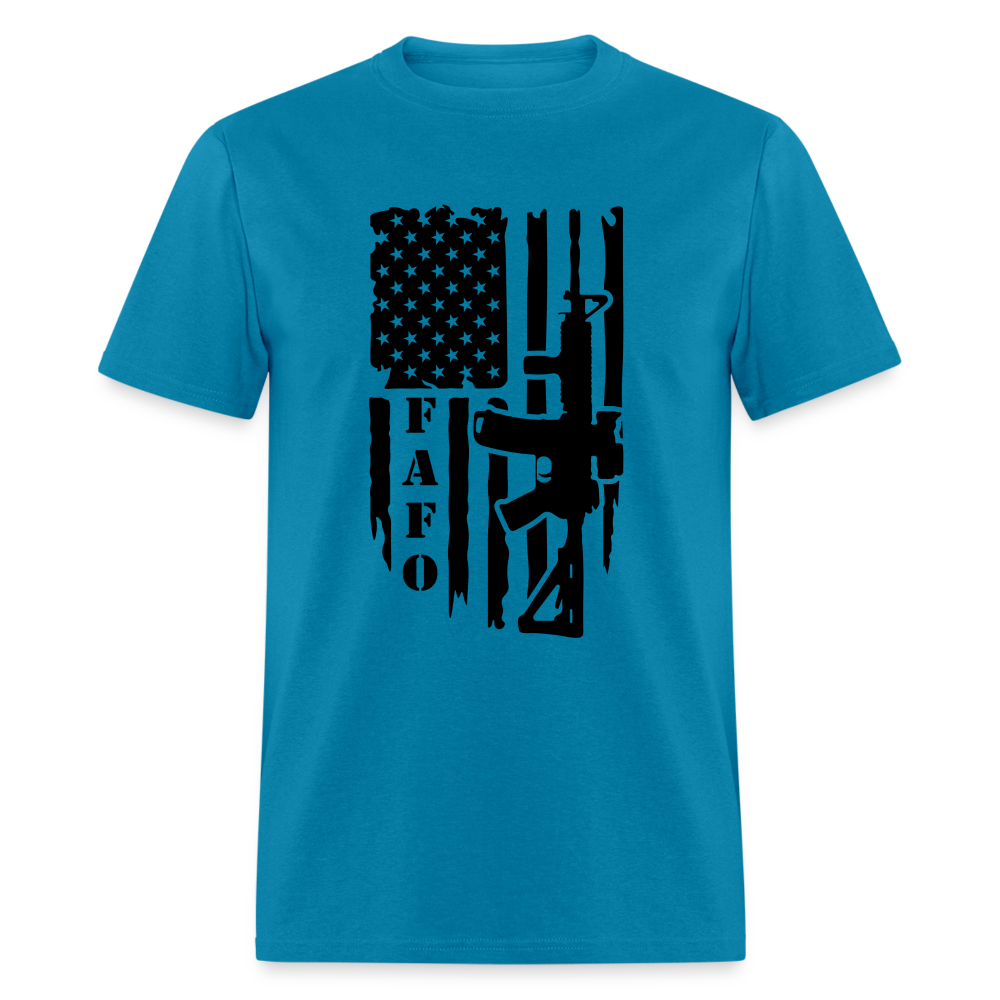 FAFO T-Shirt with AR15 & American Flag - turquoise