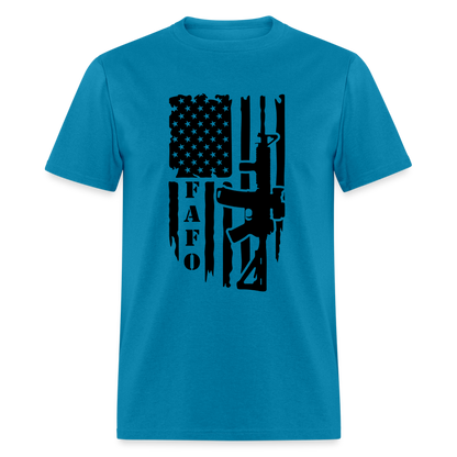 FAFO T-Shirt with AR15 & American Flag - turquoise