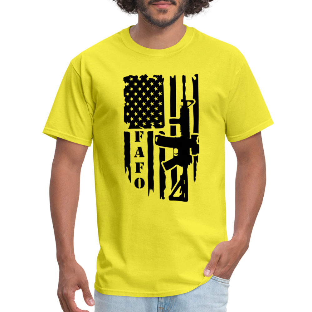 FAFO T-Shirt with AR15 & American Flag - yellow