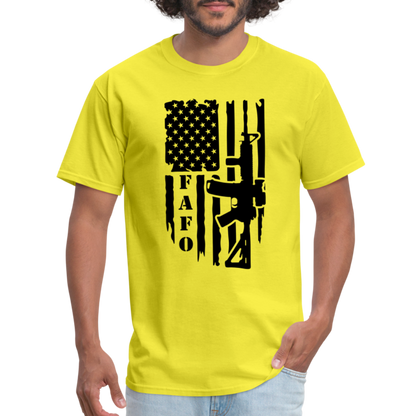 FAFO T-Shirt with AR15 & American Flag - yellow