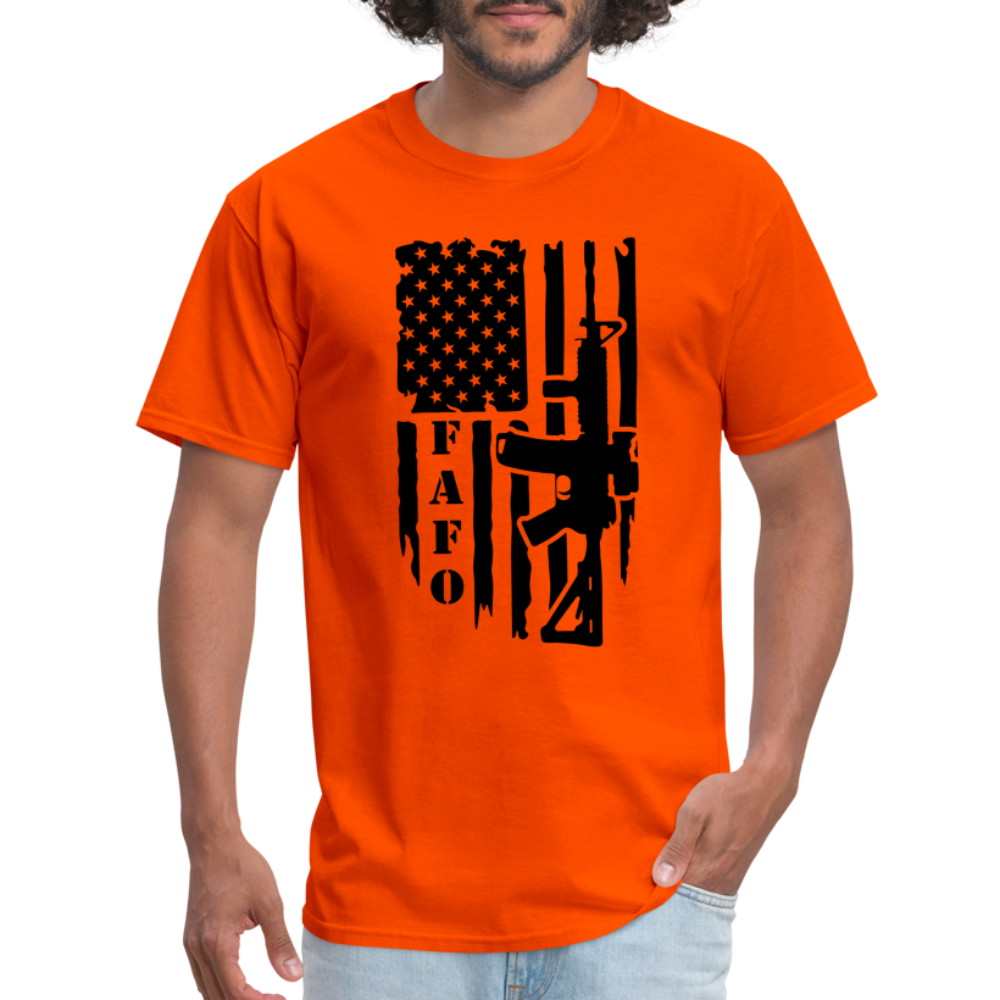 FAFO T-Shirt with AR15 & American Flag - orange