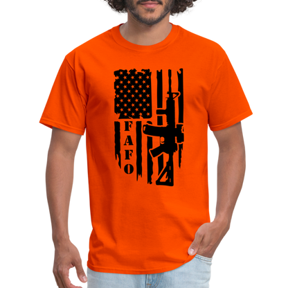 FAFO T-Shirt with AR15 & American Flag - orange