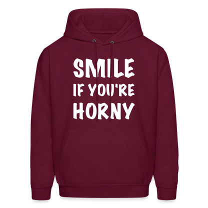 Smile if You're Horny Hoodie - burgundy