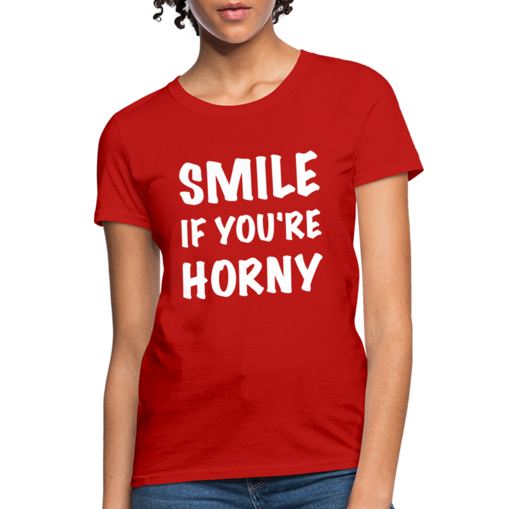 Smile if You're Horny Women's T-Shirt - red