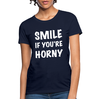 Smile if You're Horny Women's T-Shirt - navy