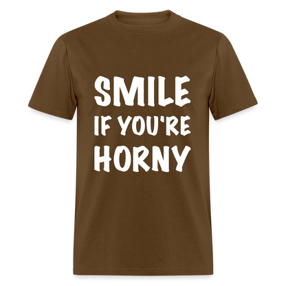 Smile if You're Horny T-Shirt - brown