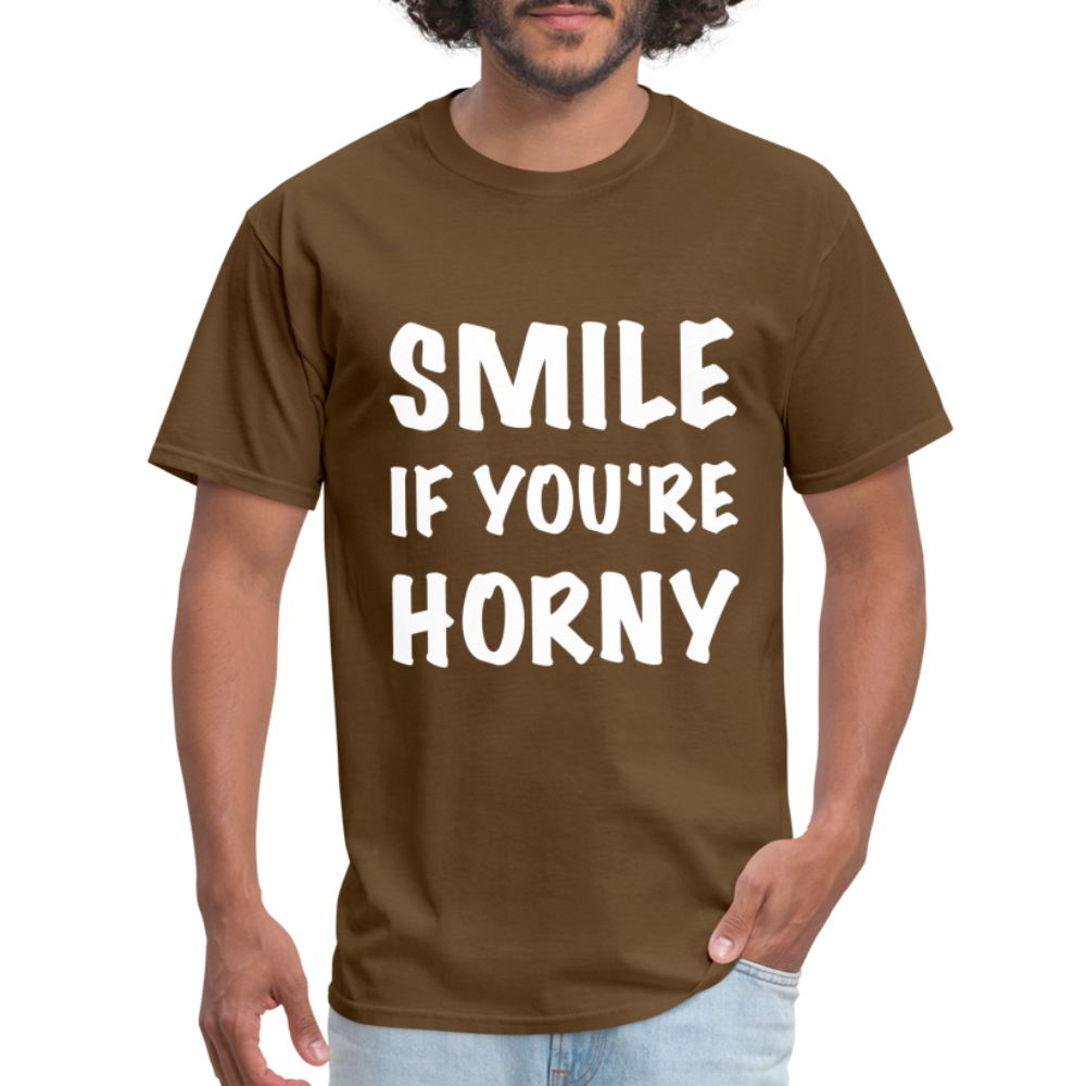 Smile if You're Horny T-Shirt - brown