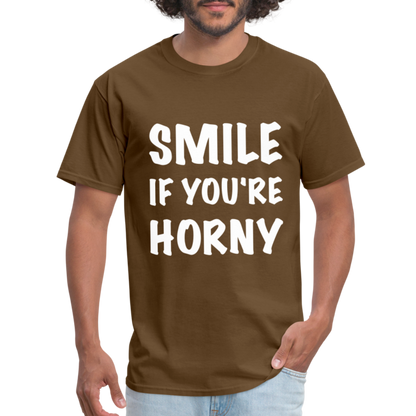 Smile if You're Horny T-Shirt - brown