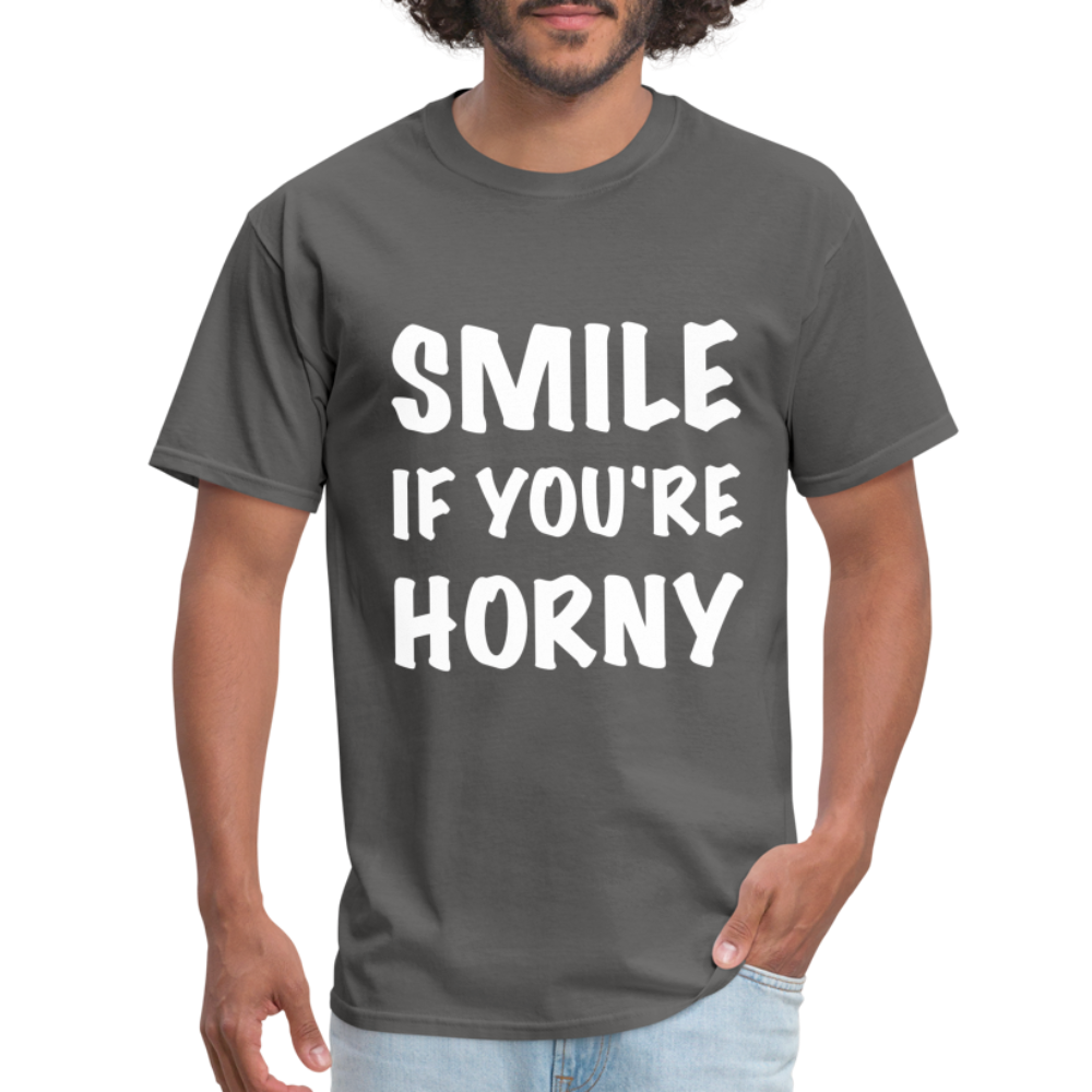 Smile if You're Horny T-Shirt - charcoal