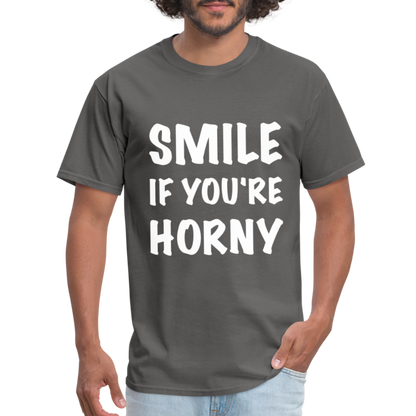 Smile if You're Horny T-Shirt - charcoal