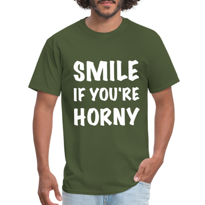 Smile if You're Horny T-Shirt - military green