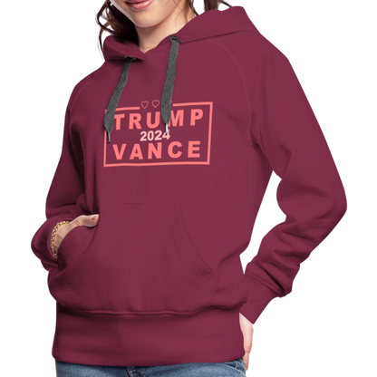 Trump Vance 2024 Women’s Premium Hoodie (Pink Letters) - burgundy