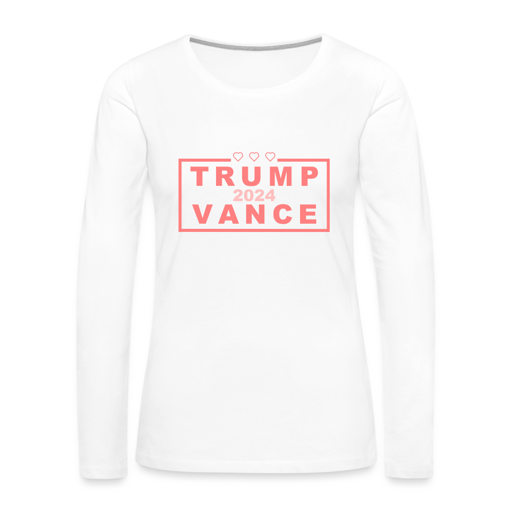 Trump Vance 2024 Women's Premium Long Sleeve T-Shirt (Pink Letters) - white