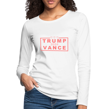 Trump Vance 2024 Women's Premium Long Sleeve T-Shirt (Pink Letters) - white