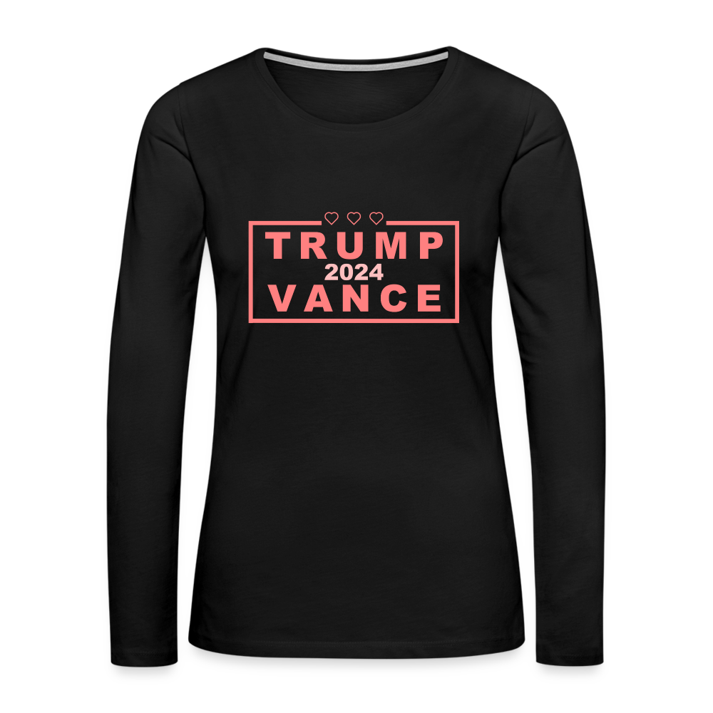 Trump Vance 2024 Women's Premium Long Sleeve T-Shirt (Pink Letters) - black