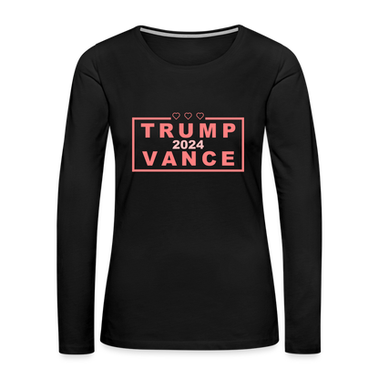 Trump Vance 2024 Women's Premium Long Sleeve T-Shirt (Pink Letters) - black