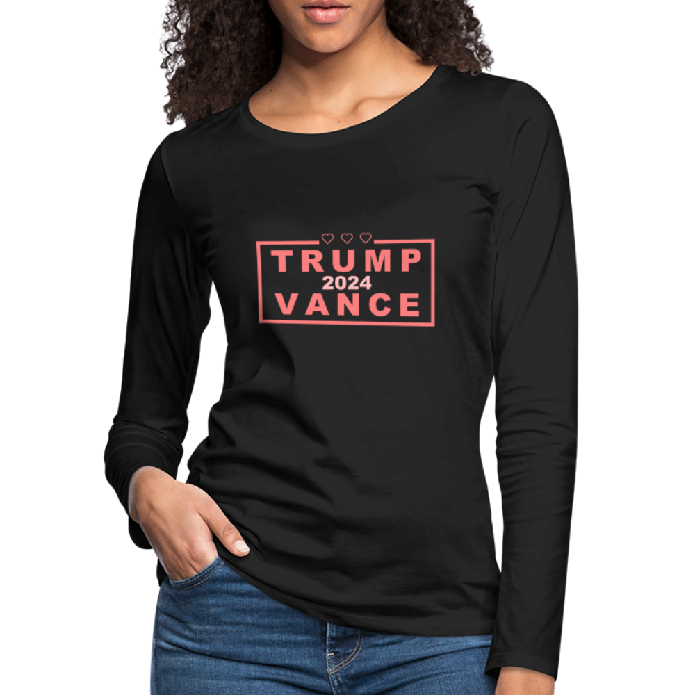 Trump Vance 2024 Women's Premium Long Sleeve T-Shirt (Pink Letters) - black