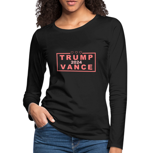 Trump Vance 2024 Women's Premium Long Sleeve T-Shirt (Pink Letters) - black