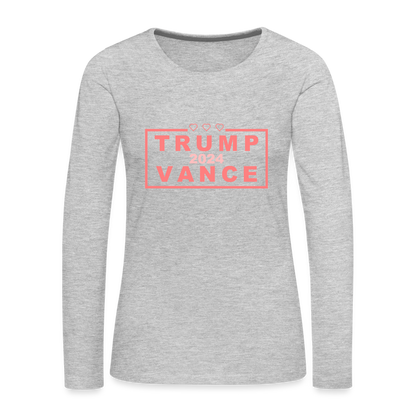 Trump Vance 2024 Women's Premium Long Sleeve T-Shirt (Pink Letters) - heather gray