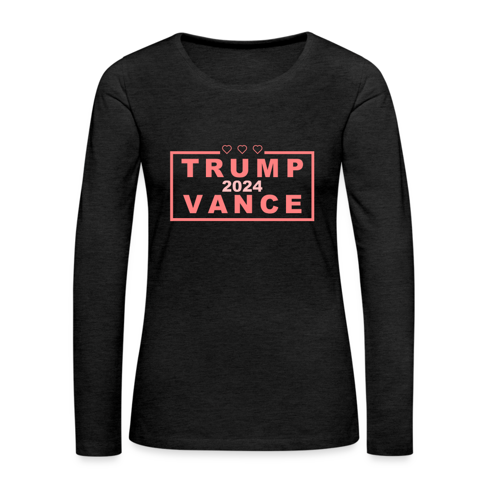 Trump Vance 2024 Women's Premium Long Sleeve T-Shirt (Pink Letters) - charcoal grey