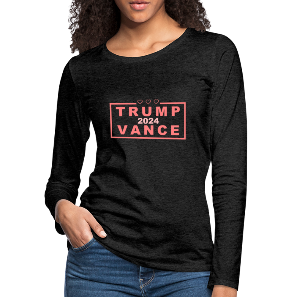 Trump Vance 2024 Women's Premium Long Sleeve T-Shirt (Pink Letters) - charcoal grey