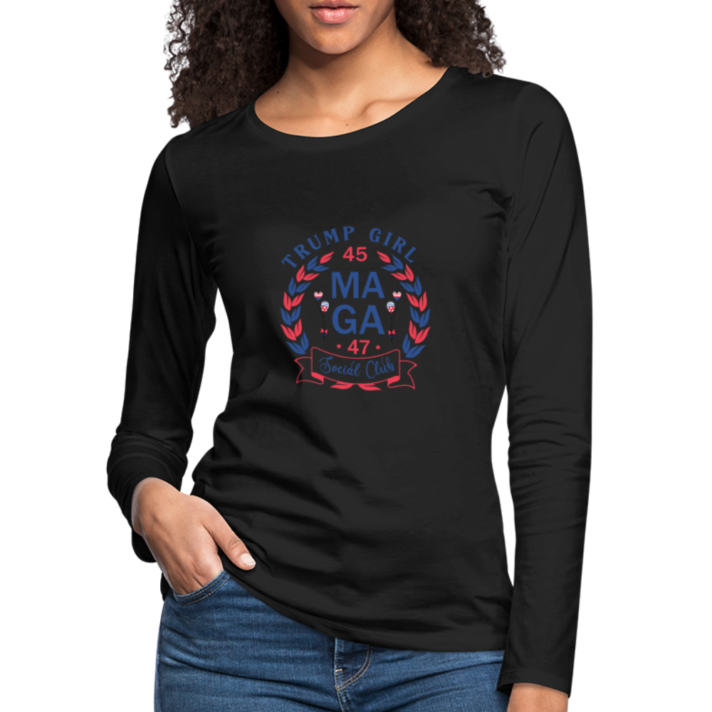 Trump Girl Social Club Women's Premium Long Sleeve T-Shirt (MAGA) - black