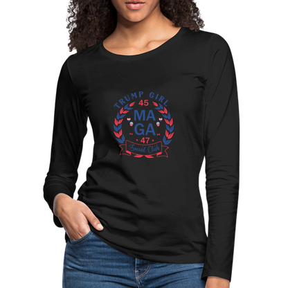 Trump Girl Social Club Women's Premium Long Sleeve T-Shirt (MAGA) - black