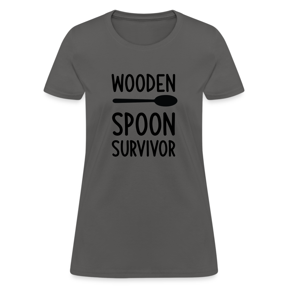 Wooden Spoon Survivor Women's Contoured T-Shirt - charcoal