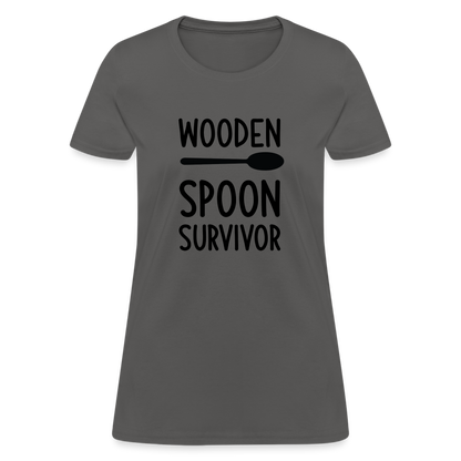 Wooden Spoon Survivor Women's Contoured T-Shirt - charcoal