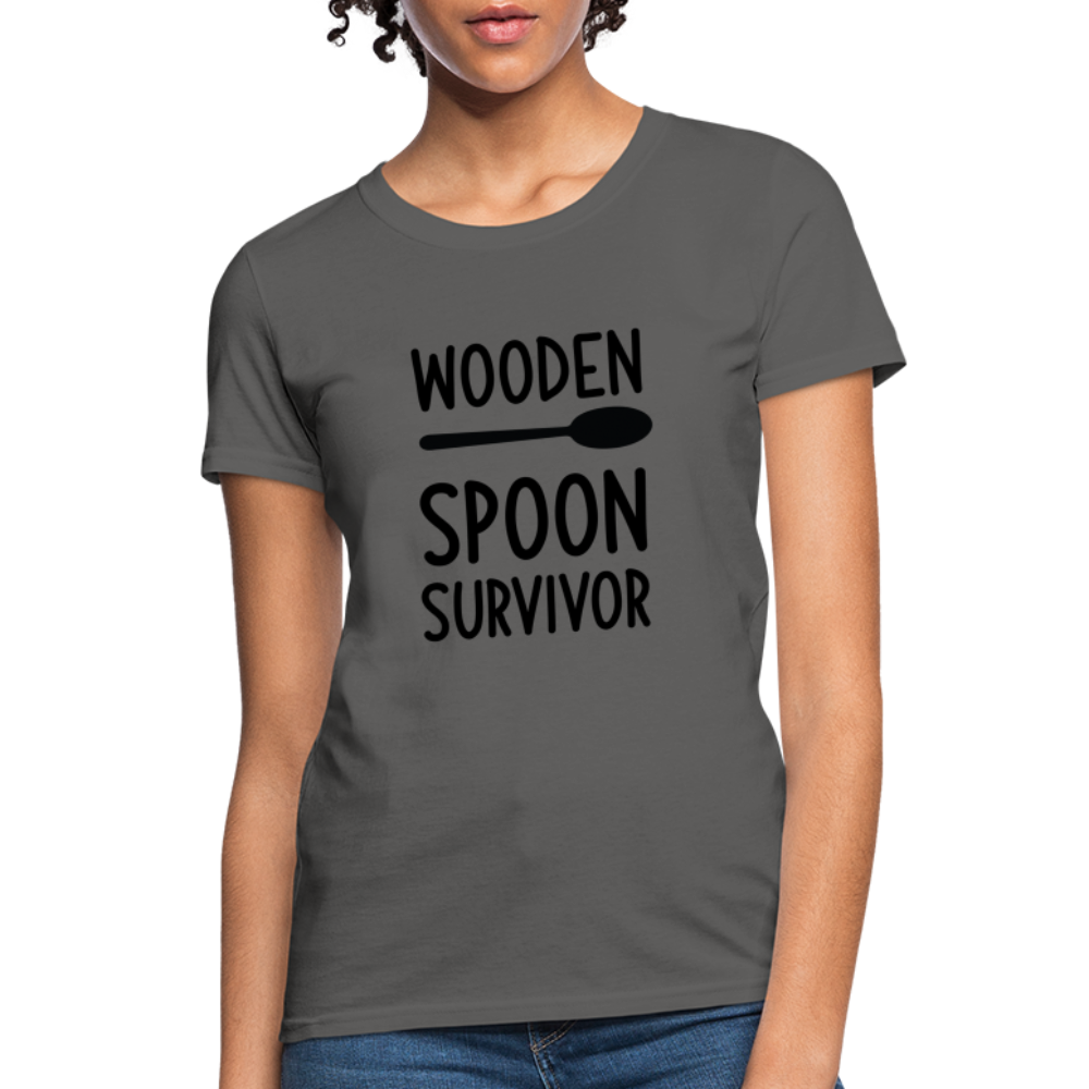 Wooden Spoon Survivor Women's Contoured T-Shirt - charcoal