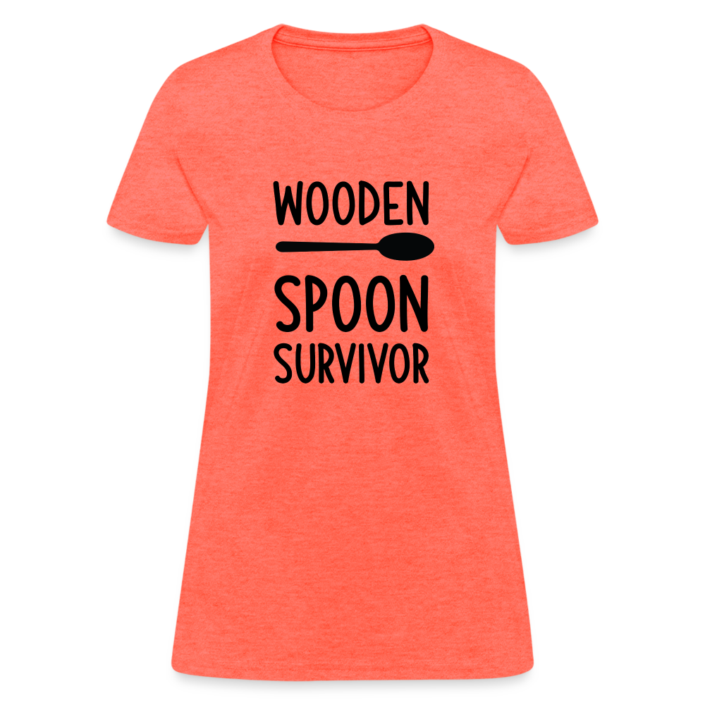 Wooden Spoon Survivor Women's Contoured T-Shirt - heather coral