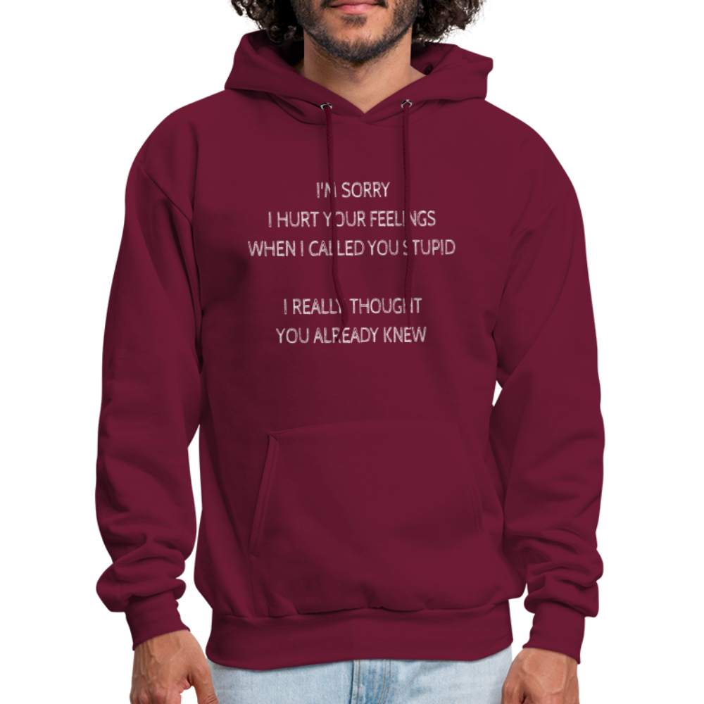 Sorry I Hurt Your Feeling, Stupid Hoodie - burgundy