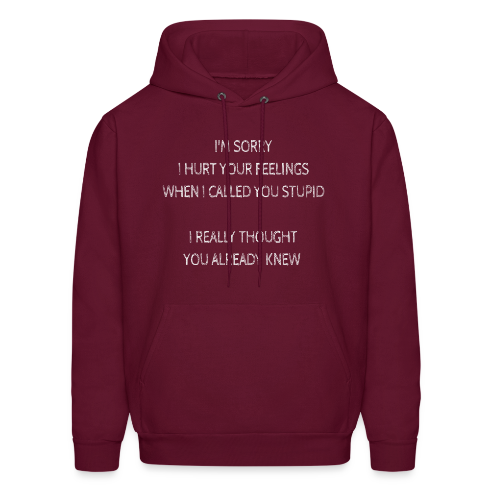 Sorry I Hurt Your Feeling, Stupid Hoodie - burgundy