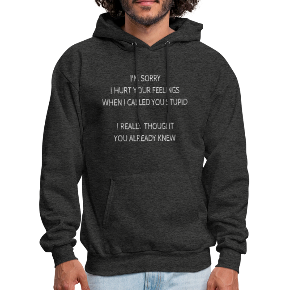 Sorry I Hurt Your Feeling, Stupid Hoodie - charcoal grey