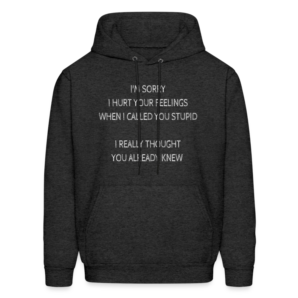 Sorry I Hurt Your Feeling, Stupid Hoodie - charcoal grey